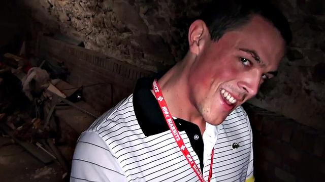 BJ amateur stud in jockstrap rimmed and fucked in basement