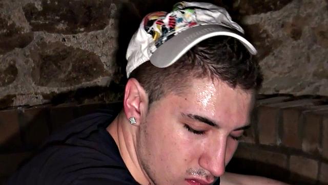 BJ amateur stud in jockstrap rimmed and fucked in basement