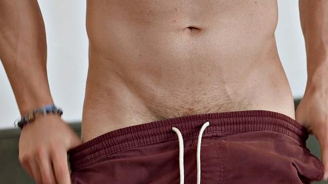 Amateur jock wanks cock till load in solo pleasure