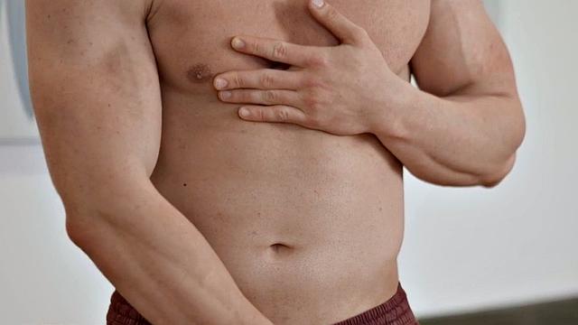 Amateur jock wanks cock till load in solo pleasure