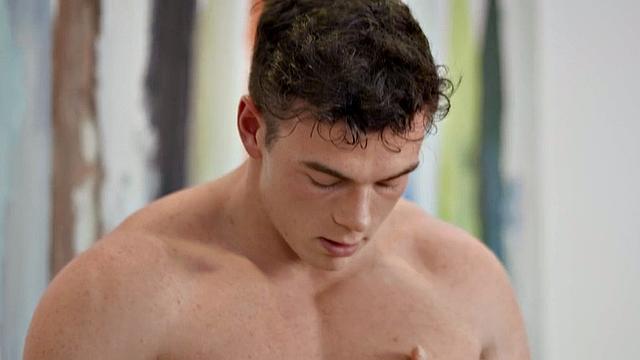 Amateur jock wanks cock till load in solo pleasure