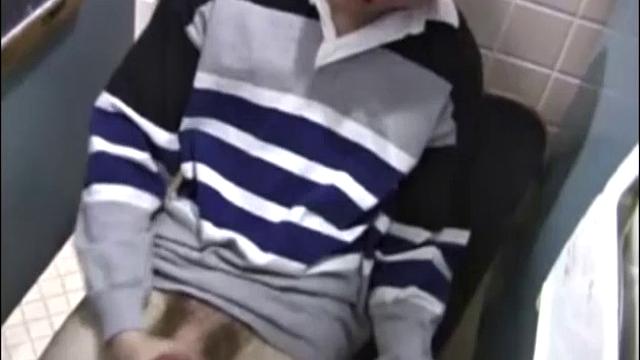 Christian goes into a men's room with glory holes, whips out his cock, and starts jacking off. The camera gives us hot perspectives of this straight boy as he works himself to the edge.