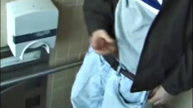 Christian goes into a men's room with glory holes, whips out his cock, and starts jacking off. The camera gives us hot perspectives of this straight boy as he works himself to the edge.