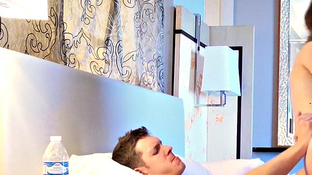 Busty DP amateur babe 3some banged at home by big cocks