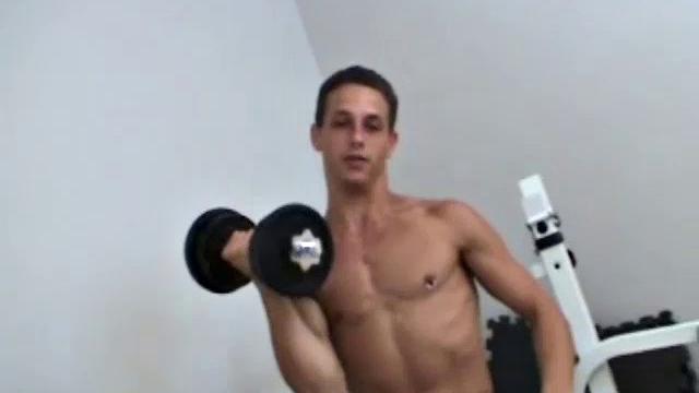 While working out with weights at home, Christian decides to jack off. This dark and smooth young man gets off on pumping his hard cock until it's ready to explode.