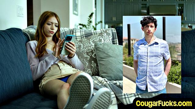 Nympho MILF cockriding lover's cock