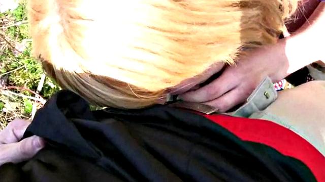Blonde Girlfriend Blows Boyfriend Outdoors
