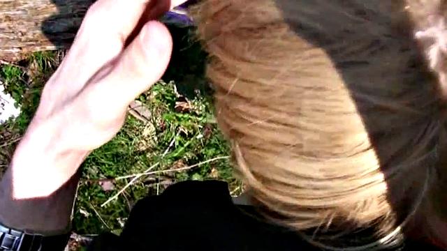 Blonde Girlfriend Blows Boyfriend Outdoors