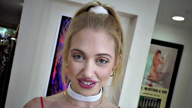 Submissive anal babe ATM gagging cock covered in own saliva