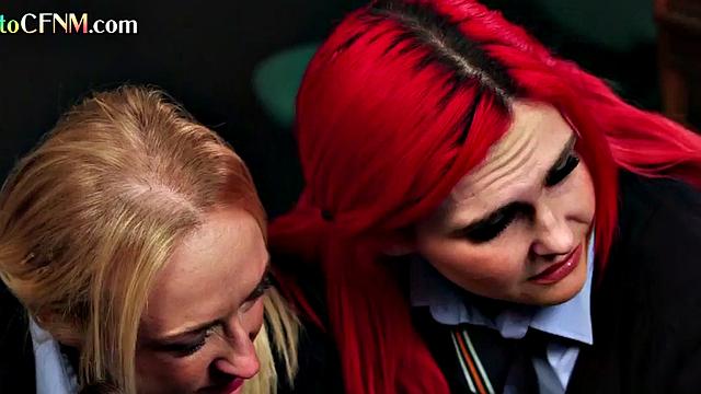 College CFNM femdoms suck lucky student in group