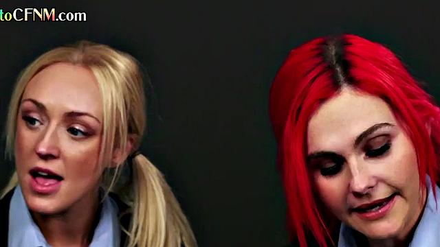 College CFNM femdoms suck lucky student in group