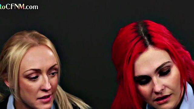 College CFNM femdoms suck lucky student in group