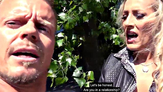 Public mature German lady fucked in POV outdoors by sex date