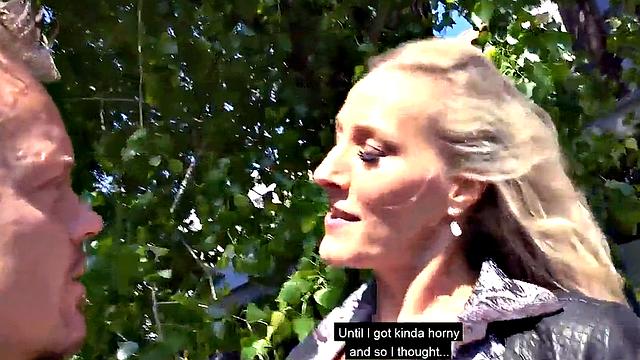 Public mature German lady fucked in POV outdoors by sex date
