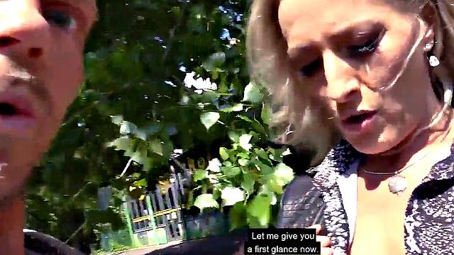 Public mature German lady fucked in POV outdoors by sex date