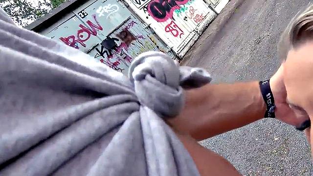 Public mature German lady fucked in POV outdoors by sex date