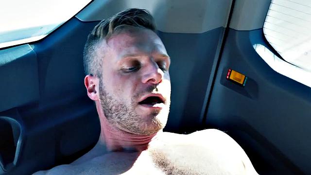 Fisting jock with gloves hands rims and fists BF in a van