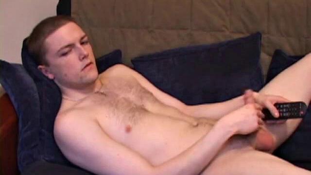 Axel takes his time stroking his dick and bringing it to life as he watches a porn video. He works his hand back and forth, teasing the length of his shaft.