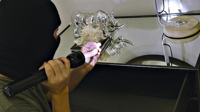 Robber gets a hot shower & a hot fuck in reverse cowgirl position