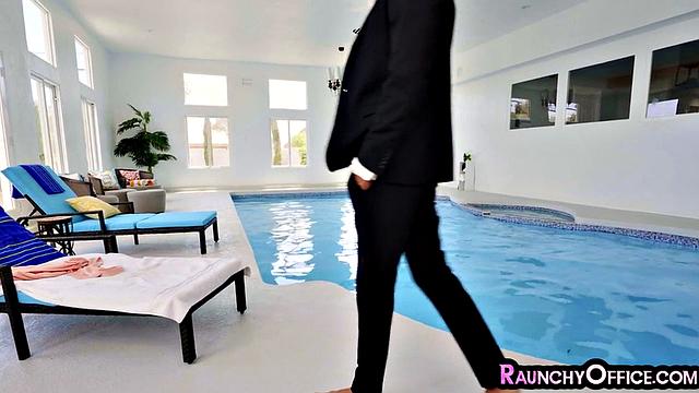 Office nympho spoiling the boss