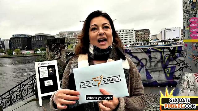 German mature sucks in public place before POV fucked