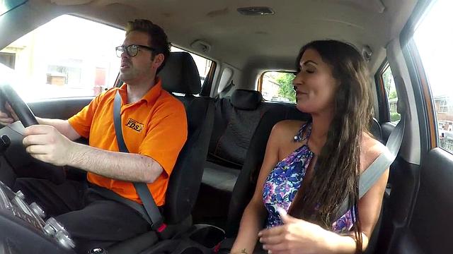 Tattooed British slut fucks road teacher & gives him a sloppy BJ in public