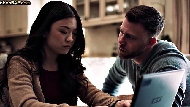 Muffdiving Asian bae doggystyled in passionate threesome