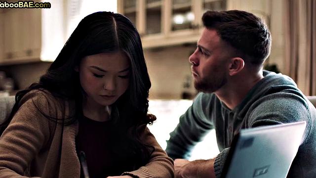 Muffdiving Asian bae doggystyled in passionate threesome