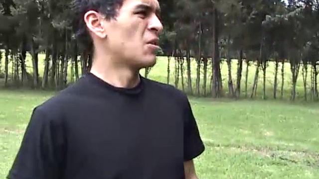 Skinny Latino Damian takes us to his bedroom to watch him jerk off. There, the clothes strip off and the big uncut cock gets hard, before this naked and horny young man begins stroking with drtermination.