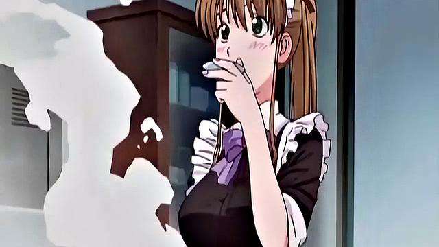 Начальник застал взрослую горничную за мастурбацией и связал её для секса.