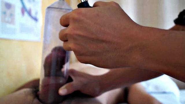 Asian twink sucked by doctor's mouth outdoors