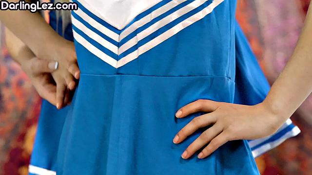 Tribbing petite lesbians after cheerleading