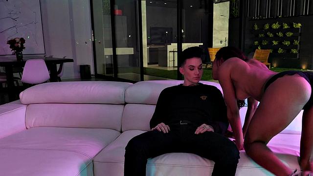 Latin dyke strapon fucked by tattooed and pierced GF