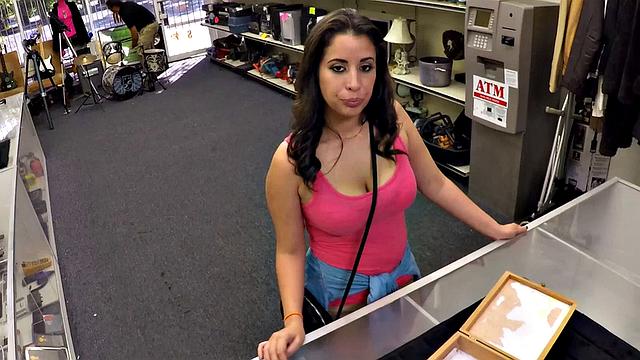 Real latina doggystyled in pawnshop