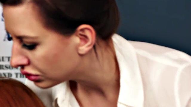 CFNM police MILFS jerking cock in 3way while watching voyeur