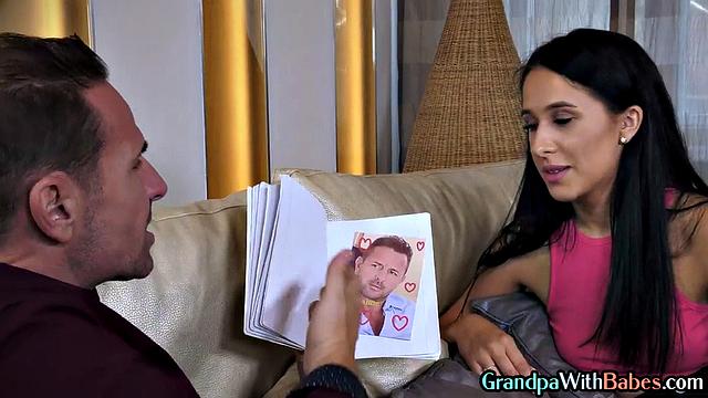 Stunning babe cockriding grandpa