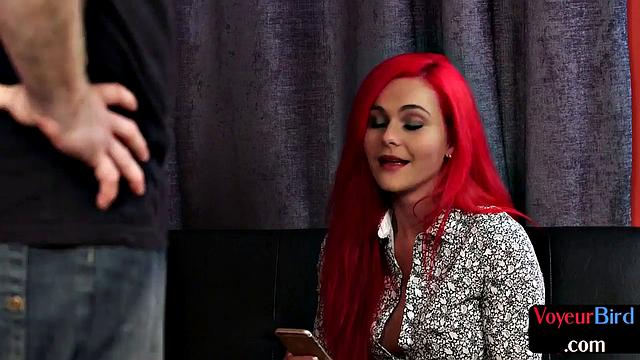 Redhead voyeur secretly films roommates jerkoff