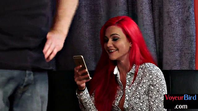 Redhead voyeur secretly films roommates jerkoff