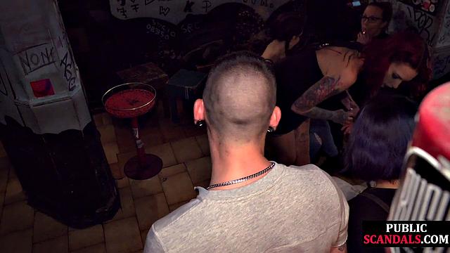 Mouthgagged naughty babe fucked in public