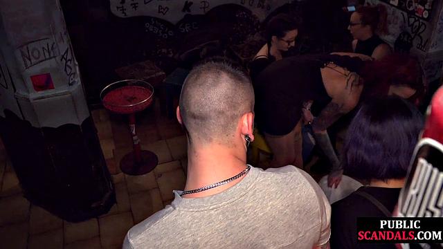 Mouthgagged naughty babe fucked in public