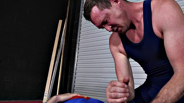 Dominant wrestler barebacks gay after fight