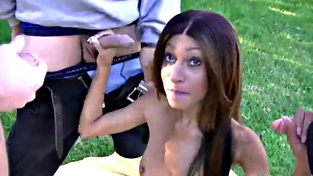 Tiny Trisha with big dick foursome