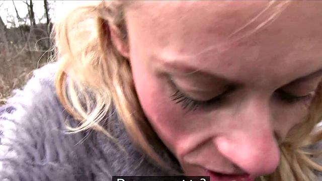 Watch this amateur babe give a hot outdoor blowjob & get her wet pussy licked