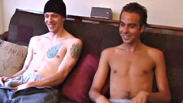 Shane is back and he's with Vincenzo, who has never done anything with another guy. After both get naked, Vincenzo, curious about his friend's dick, reaches over and grabs Shane's. Before long, Vincenzo gets his first taste of cock.