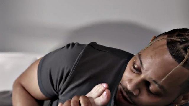 Blonde teen with tattoos gets her tight pussy pounded by Black BF while babysitting