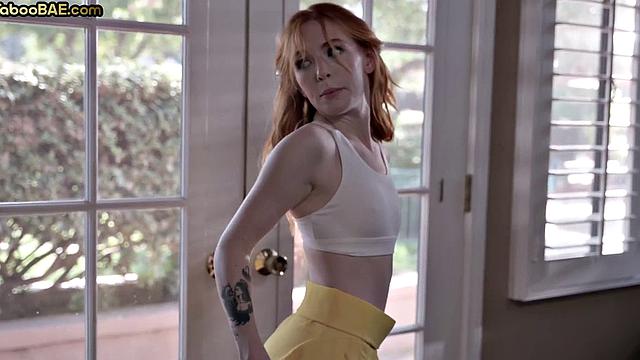 Petite ginger babe rammed by lover while dirty talking