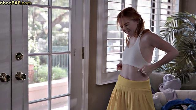 Petite ginger babe rammed by lover while dirty talking