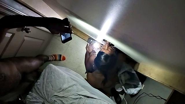 A Texas ebony MILF get her big ass and mouth satisfied in glory hole action