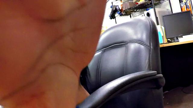 Real pawnshop ebony babe bounces on cock after sucking