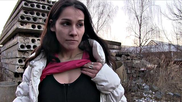 Pretty Dark Haired Girl Surprises Stranger With Huge Tits